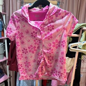 Barbie Pink Floral Button Down Shirt